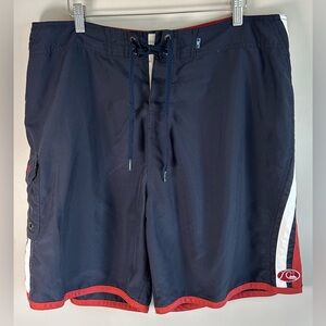 Vintage Quiksilver Edition Men’s Board Shorts Size 36 Navy Logo Y2K Surf RARE